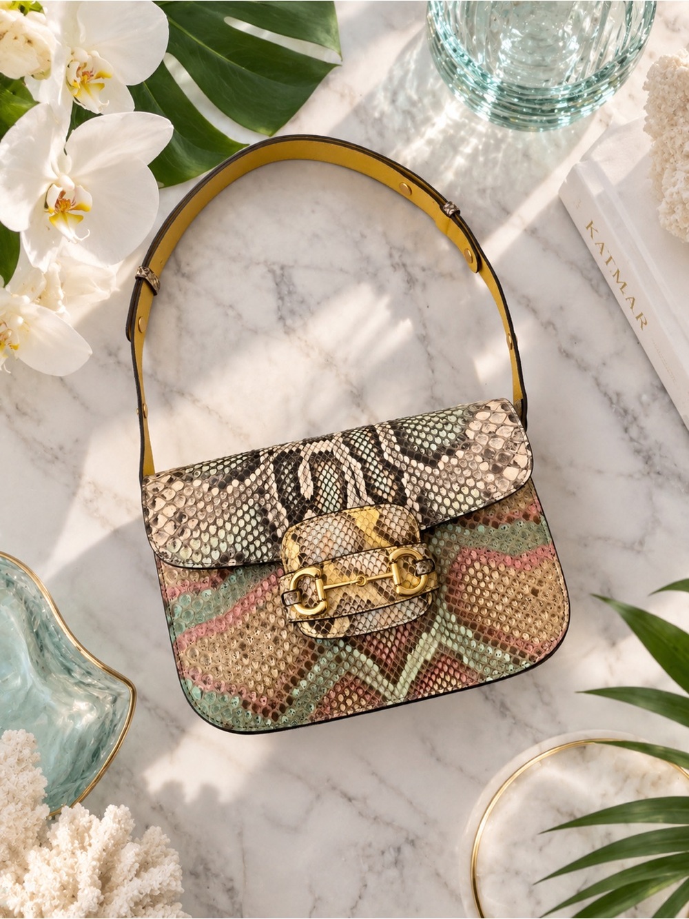 Gucci Multicolor Python 1955 Horse-bit Adjustable Shoulder Bag (EXCLUSIVE)